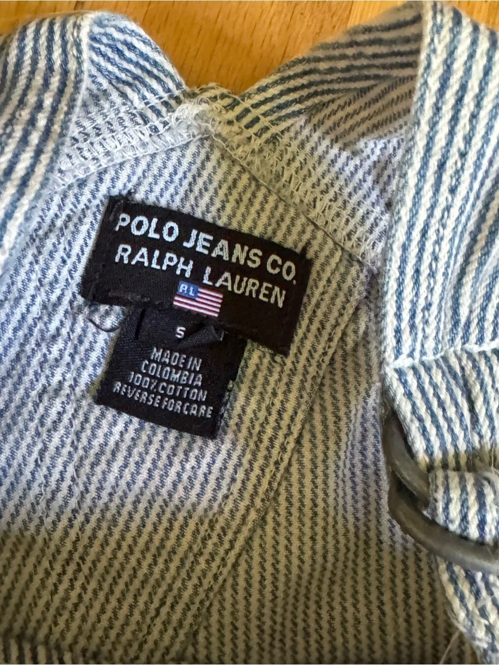 Polo jeans Ralph Lauren Childs Small Blue & White Striped overalls denim Dress